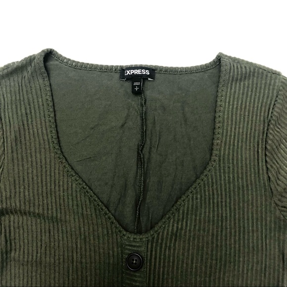 Express Ribbed Green Button Front MIdi Dress Size S/P - Picture 5 of 13
